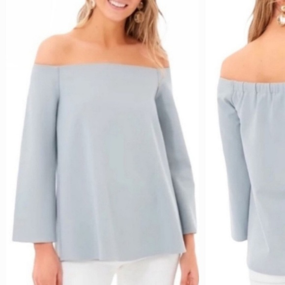 Tuckernuck Tops - Tuckernuck Miranda Off Shoulder Blouse Top Blue